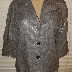 s New York Collection Linen 3/4 Sleeve Blazer Size